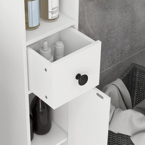 Badezimmerschrank schmal mit Regal und Schublade weiss