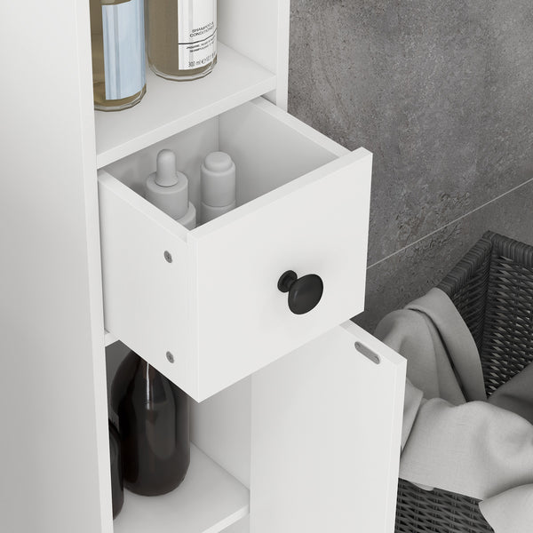 Badezimmerschrank schmal mit Regal und Schublade weiss