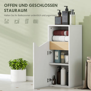 Badezimmerschrank schmal mit verstellbaren Ablagen weiss