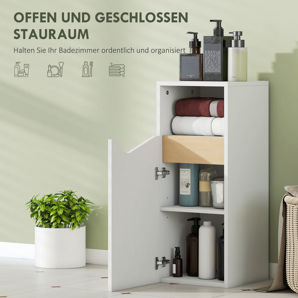 Badezimmerschrank schmal mit verstellbaren Ablagen weiss