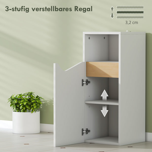 Badezimmerschrank schmal mit verstellbaren Ablagen weiss