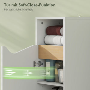 Badezimmerschrank schmal mit verstellbaren Ablagen weiss