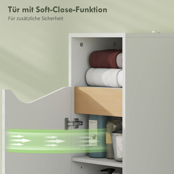 Badezimmerschrank schmal mit verstellbaren Ablagen weiss