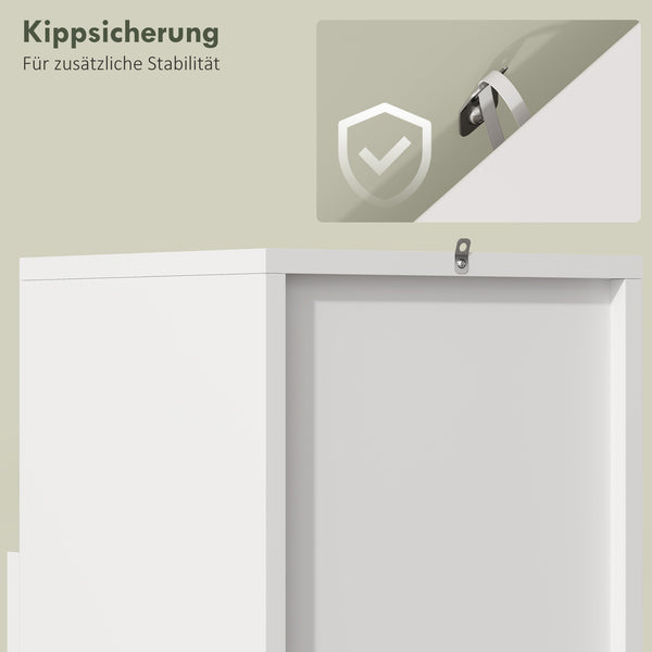 Badezimmerschrank schmal mit verstellbaren Ablagen weiss