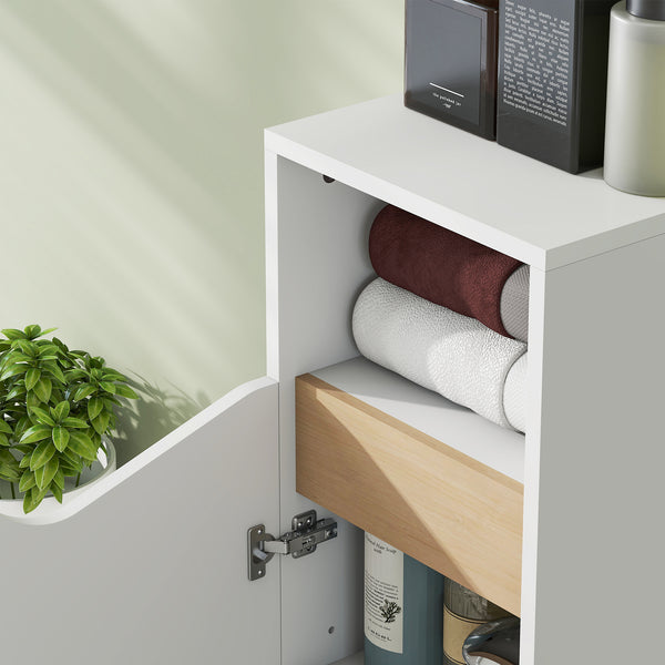 Badezimmerschrank schmal mit verstellbaren Ablagen weiss
