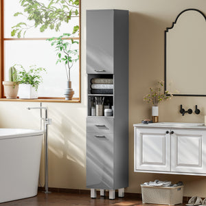 Badezimmerschrank mit Regalen und Schublade für Bad grau