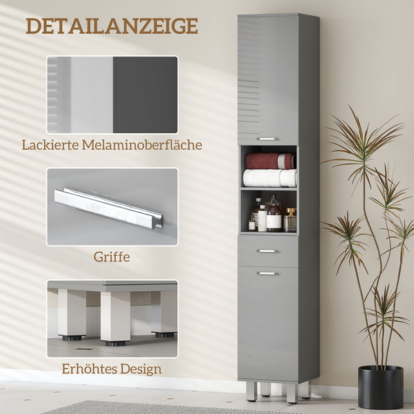 Badezimmerschrank mit Regalen und Schublade für Bad grau