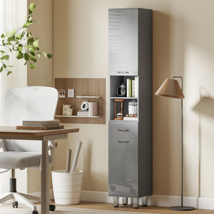 Badezimmerschrank mit Regalen und Schublade für Bad grau