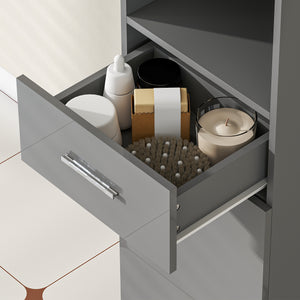 Badezimmerschrank mit Regalen und Schublade für Bad grau