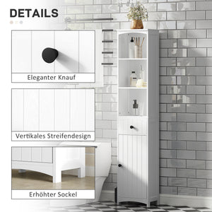 Badezimmerschrank mit Regalen und Schublade MDF weiss