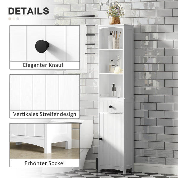 Badezimmerschrank mit Regalen und Schublade MDF weiss