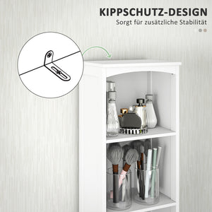 Badezimmerschrank mit Regalen und Schublade MDF weiss
