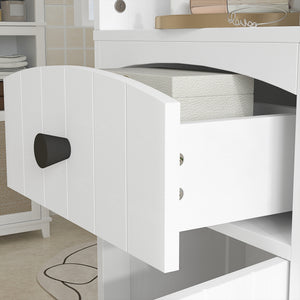 Badezimmerschrank mit Regalen und Schublade MDF weiss