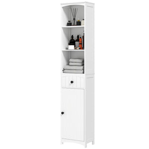 Badezimmerschrank mit Regalen und Schublade MDF weiss
