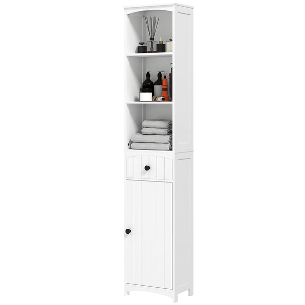 Badezimmerschrank mit Regalen und Schublade MDF weiss
