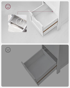 Meuble de salle de bain à 4 tiroirs, blanc