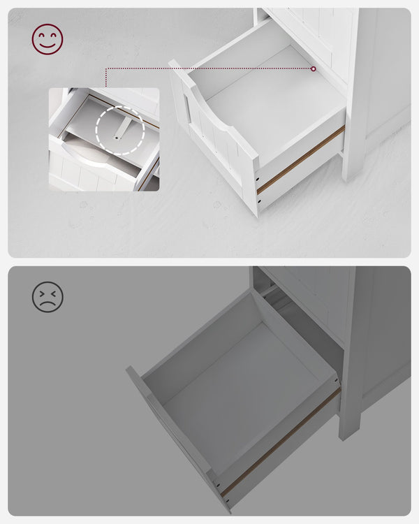 Meuble de salle de bain à 4 tiroirs, blanc