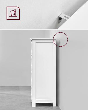 Meuble de salle de bain à 4 tiroirs, blanc