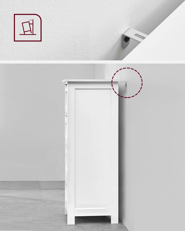 Meuble de salle de bain à 4 tiroirs, blanc