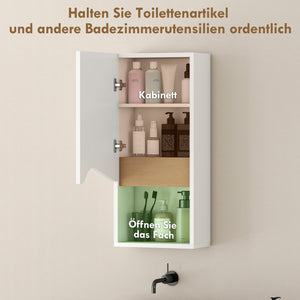 Badezimmerschrank Hängeschrank mit Soft-Close und offenem Fach weiss