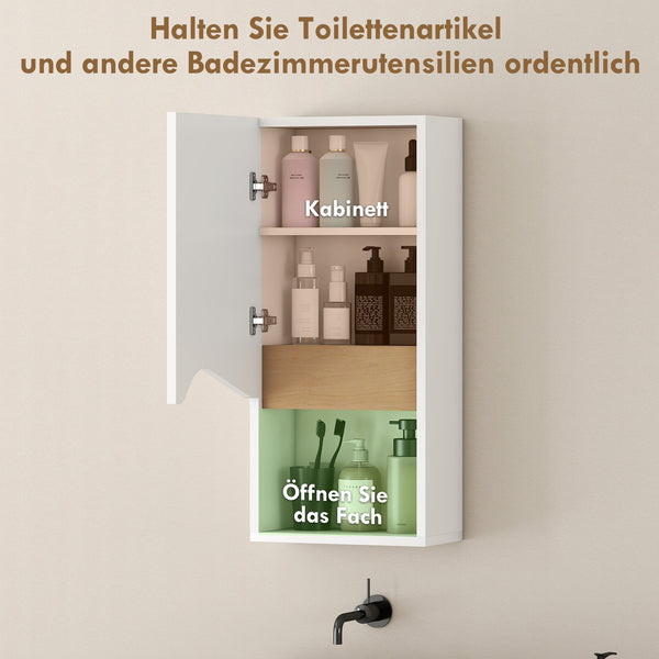 Badezimmerschrank Hängeschrank mit Soft-Close und offenem Fach weiss