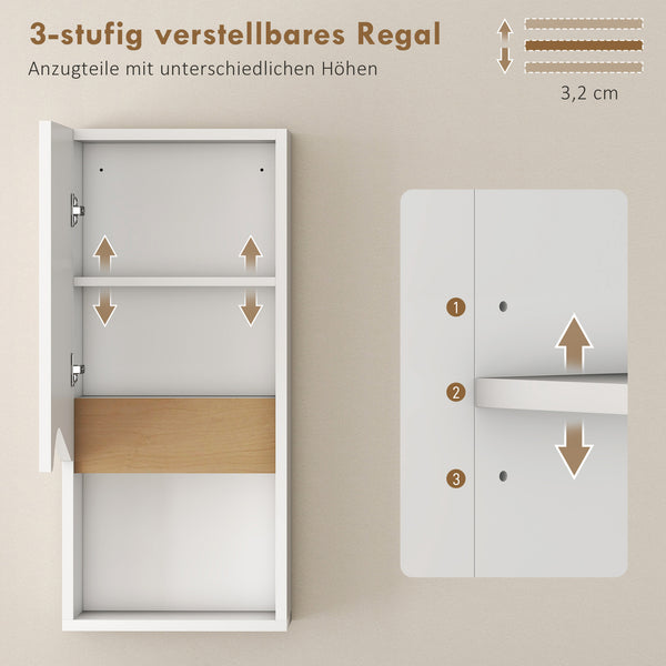 Badezimmerschrank Hängeschrank mit Soft-Close und offenem Fach weiss