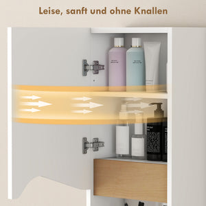 Badezimmerschrank Hängeschrank mit Soft-Close und offenem Fach weiss