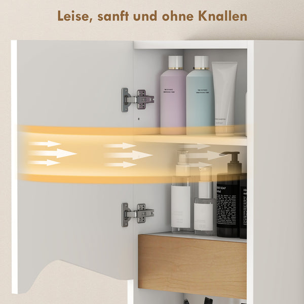 Badezimmerschrank Hängeschrank mit Soft-Close und offenem Fach weiss
