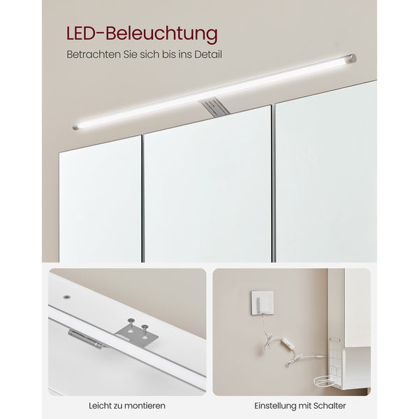 Armoire de salle de bain avec miroir et éclairage LED blanc