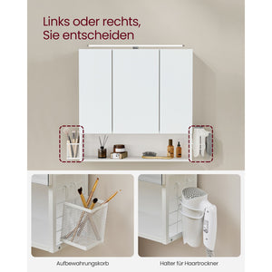 Armoire de salle de bain avec miroir et éclairage LED blanc