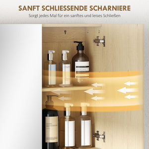 Badezimmerschrank mit Spiegeltüren und Regal zur Wandmontage Eiche
