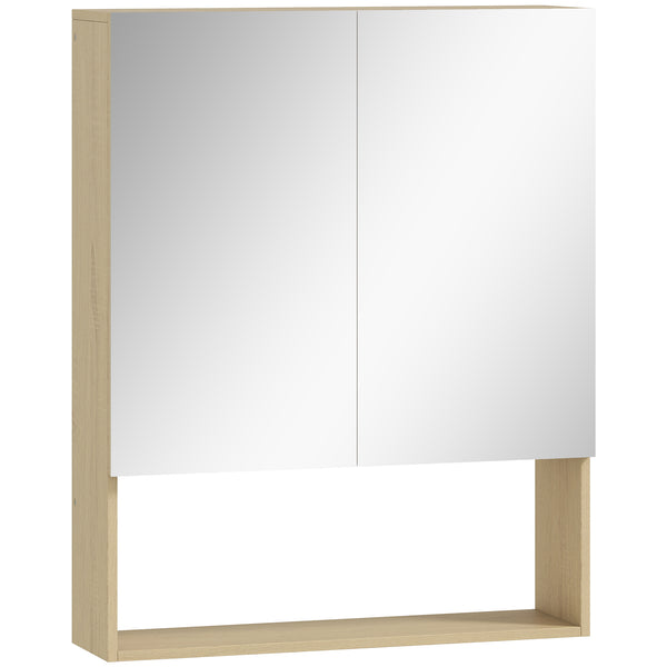 Badezimmerschrank mit Spiegeltüren und Regal zur Wandmontage Eiche