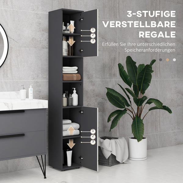 Badezimmerschrank mit verstellbaren Regalen hellgrau