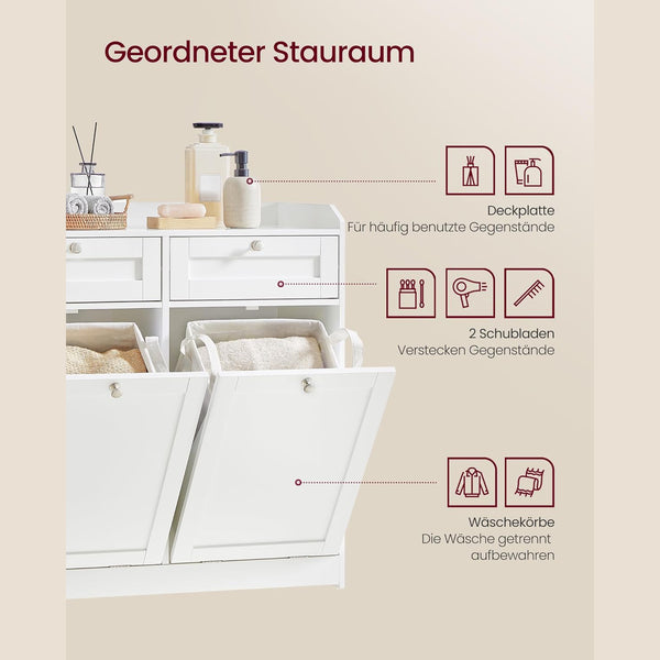 Badezimmerschrank Wäscheschrank mit 2 Wäschekörben
