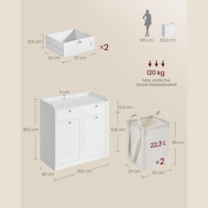 Badezimmerschrank Wäscheschrank mit 2 Wäschekörben