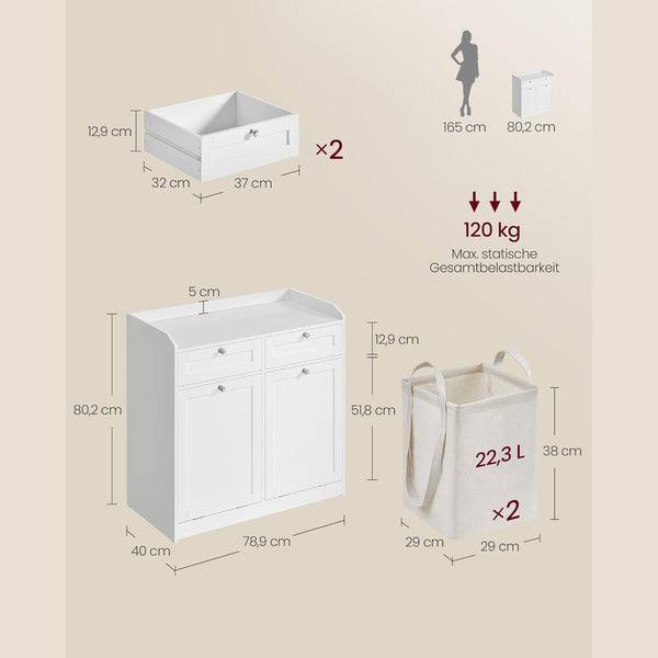 Badezimmerschrank Wäscheschrank mit 2 Wäschekörben