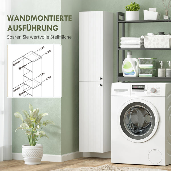 Badezimmerschrank wandmontiert mit 6 Regalen Stauraum weiss