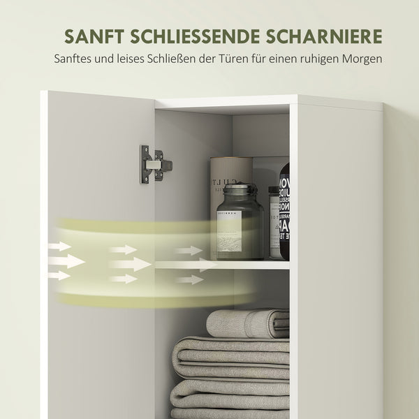 Badezimmerschrank wandmontiert mit 6 Regalen Stauraum weiss