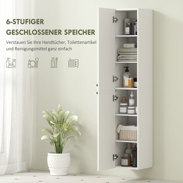 Badezimmerschrank wandmontiert mit 6 Regalen Stauraum weiss