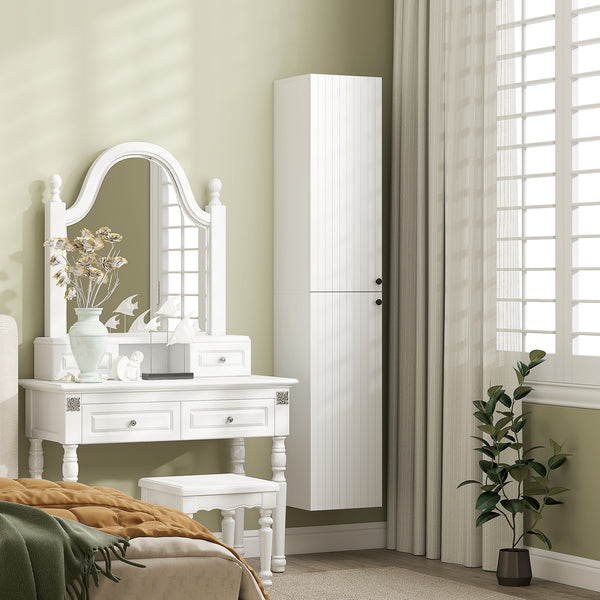 Badezimmerschrank wandmontiert mit 6 Regalen Stauraum weiss