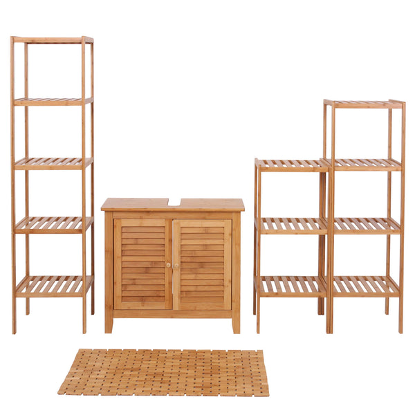 Badezimmerset Komplett Badmöbel Badschrank Bambus