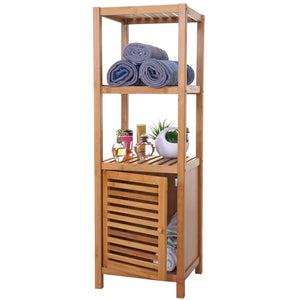 Badezimmerset Komplett Badmöbel Badschrank mit Tür Bambus