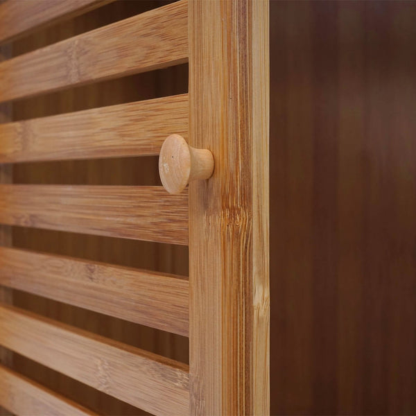 Badezimmerset Komplett Badmöbel Badschrank mit Tür Bambus