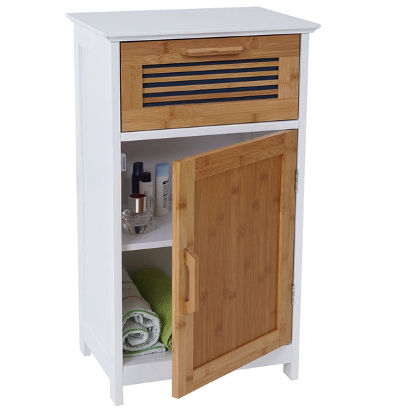 Badezimmerset Badmöbel Hochschrank Waschbeckenunterschrank Hängeschrank Bambus weiss
