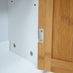 Badezimmerset Badmöbel Hochschrank Waschbeckenunterschrank Hängeschrank Bambus weiss