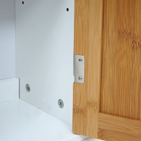 Badezimmerset Badmöbel Hochschrank Waschbeckenunterschrank Hängeschrank Bambus weiss