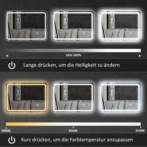 Badezimmerspiegel LED mit Anti-Beschlag und einstellbaren Lichtfarben