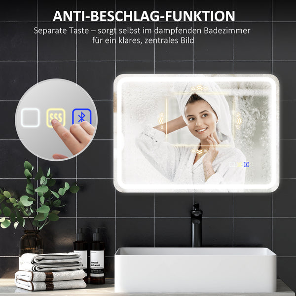 Badezimmerspiegel LED mit Anti-Beschlag und einstellbaren Lichtfarben
