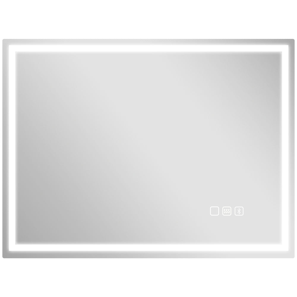Badezimmerspiegel LED mit Uhr und Anti-Beschlag 600x800mm