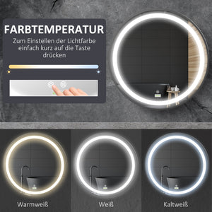 Badezimmerspiegel Rund Ø60cm LED Touch-Schalter Schwarz